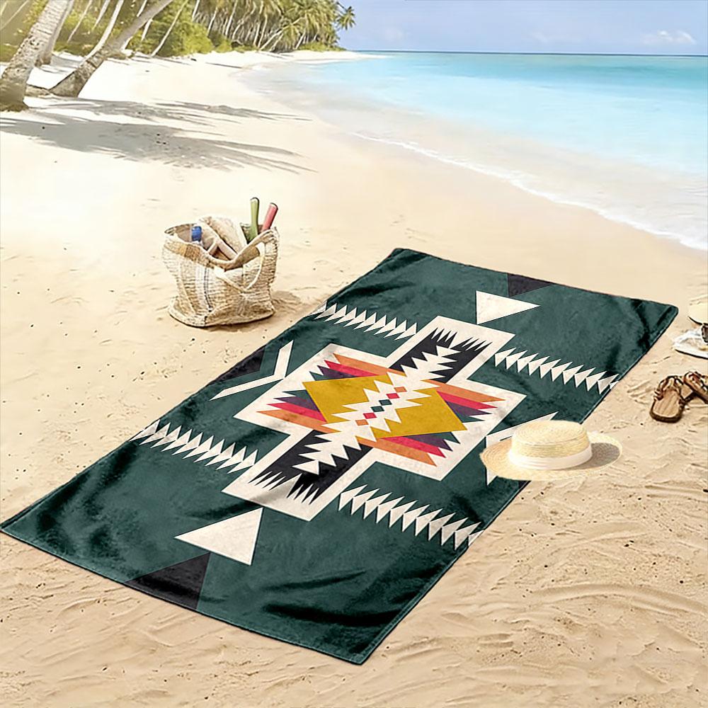 Geometric tribal elegance Print beach towel, quick drying, suitable for travel, outdoor sports, jogging, the beach and swimming, gift