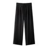 Unisex High-Waisted Thickened Gray Wide-Leg Fleece Pants - Casual Floor-Length Winter Wear