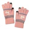 Cute  Stripe Dots Knitted Deer Women Gloves Christmas Winter Gloves Korean Mittens