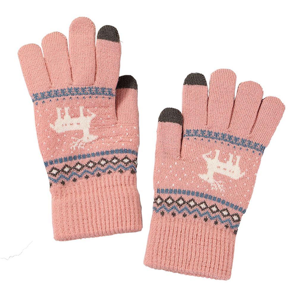 Cute  Stripe Dots Knitted Deer Women Gloves Christmas Winter Gloves Korean Mittens
