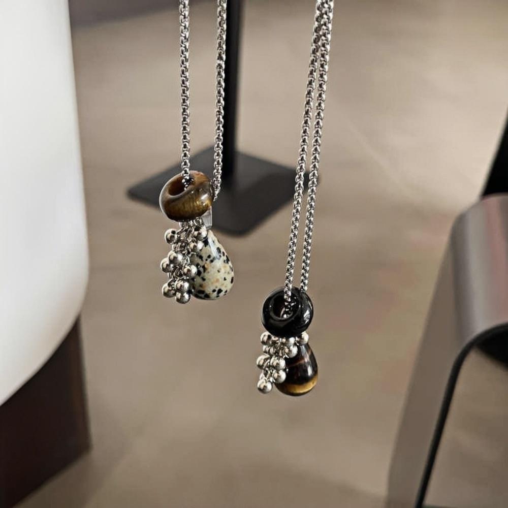 Retro Imitation Grape Stone Pendant Necklace Long Sweater Chain Necklace For Women Party Jewelry Accessories