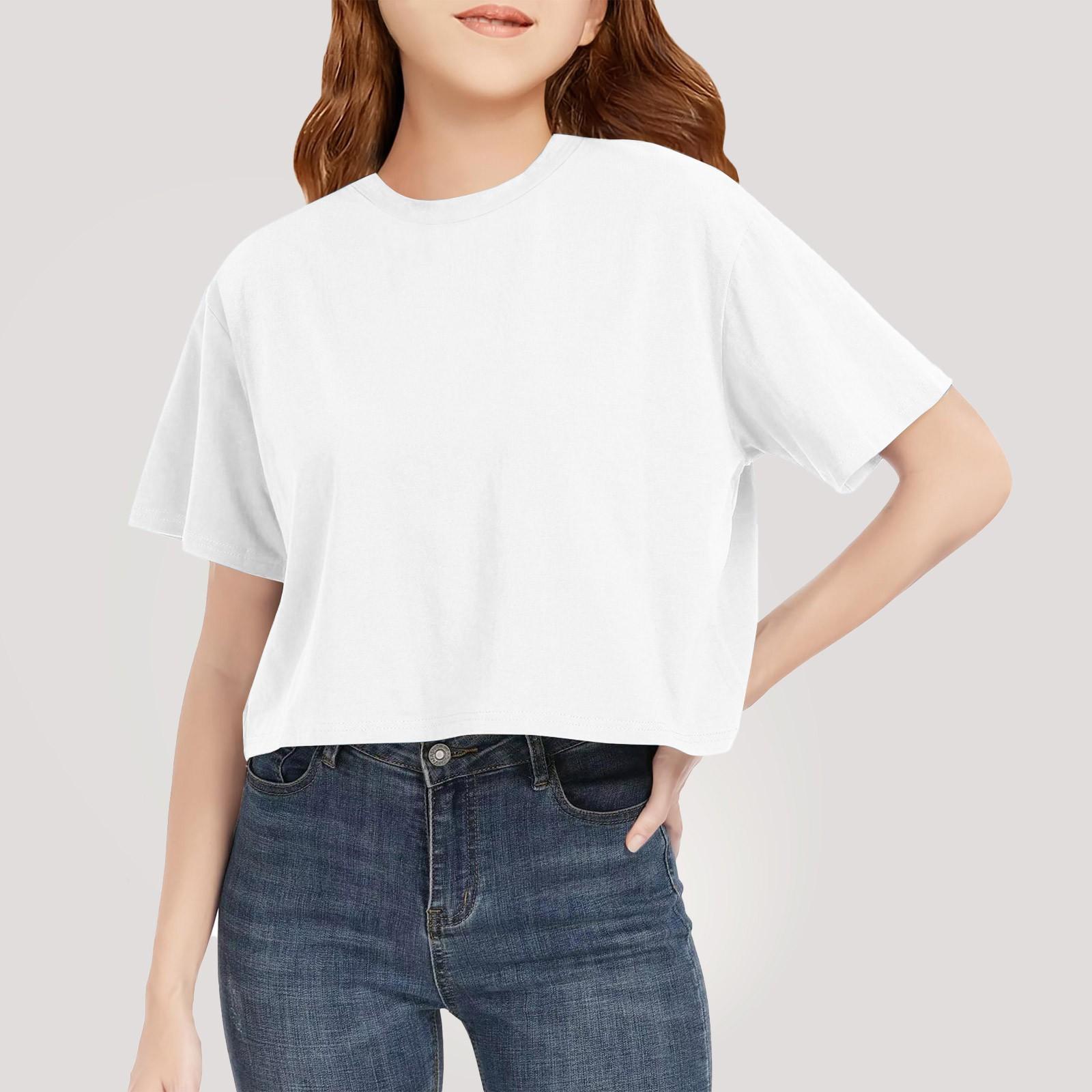 

Футболка для детей для мальчиков и девочек с принтом, цветная, с открытым пупком, короткий рукав, свободный крой, пуловер, топы 160 белый