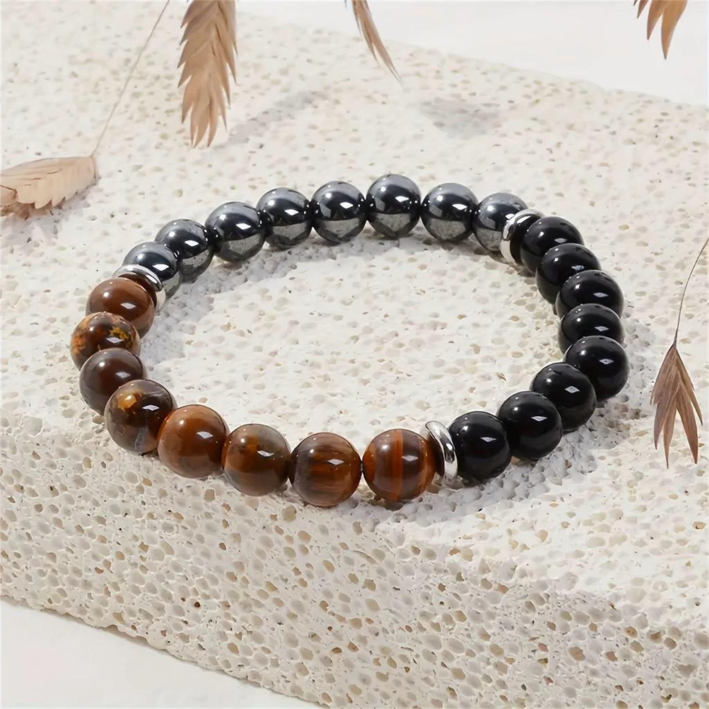 TK Cross-border Tiger's Eye Obsidian Hematite Elastic Bracelet