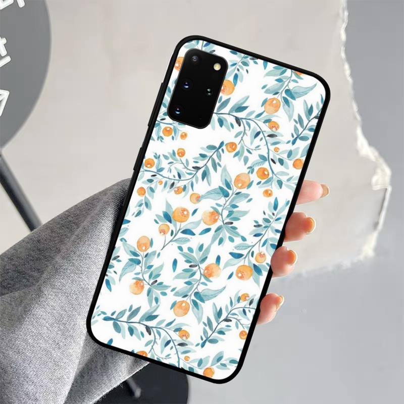 Sommer grüne Blätter Obst Zitrone Pfirsich Granatapfel Trauben Handyhülle für Samsung S21 S10 Lite S20 Ultra S9 S8 Plus S7 S6 Edge S5
