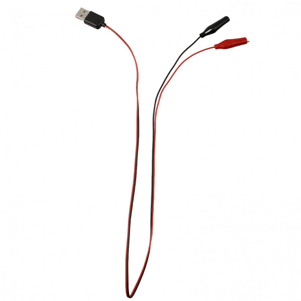USB Male Female Power Cord 60CM with For Alligator Clips for DC Current
