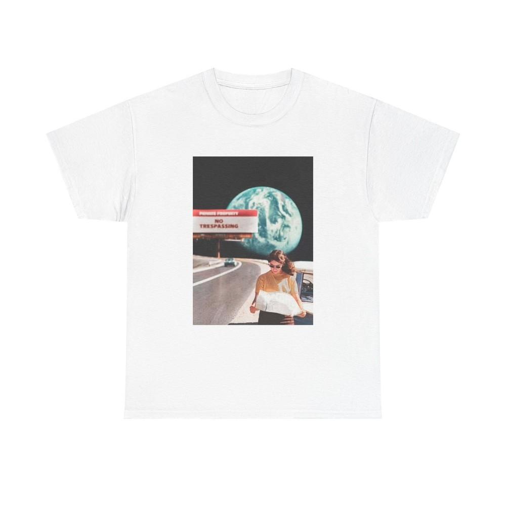 Space Travel Shirt Vintage Moon And Earth Graphic Unisex Heavy Cotton Tee Unisex T-Shirt M