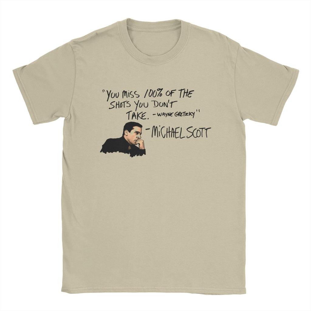 Michael Scott Citat The Office T-shirt för Män Ren Bomull Rolig T-shirt Rund Hals TV-program T-shirts Kortärmade Toppar Grafisk