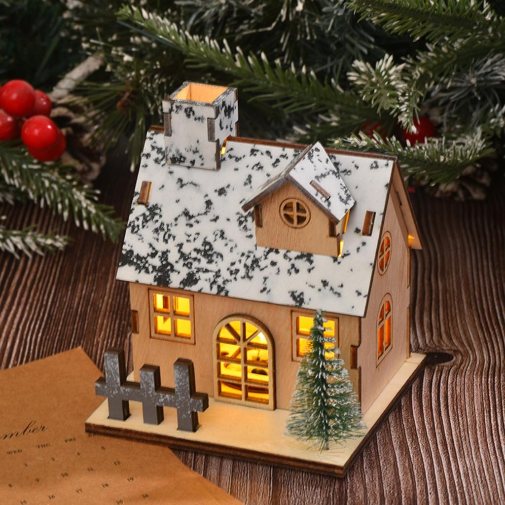 Christmas Decoration Luminous Wooden House LED Wooden Christmas House, Luminous Wooden House Decoration, Christmas Halloween Birthday Party