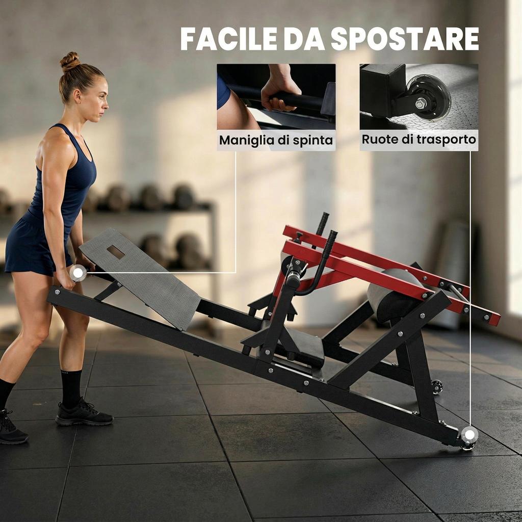 Hip Thrust Machine with Adjustable Platform, 270 Kg Capacity and Weight Holder, Red