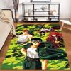 "Anime Style Green Camouflage Carpet with Bold Vibrant Characters Print" Suitable for use as an anti-slip for living room bedroom sofas