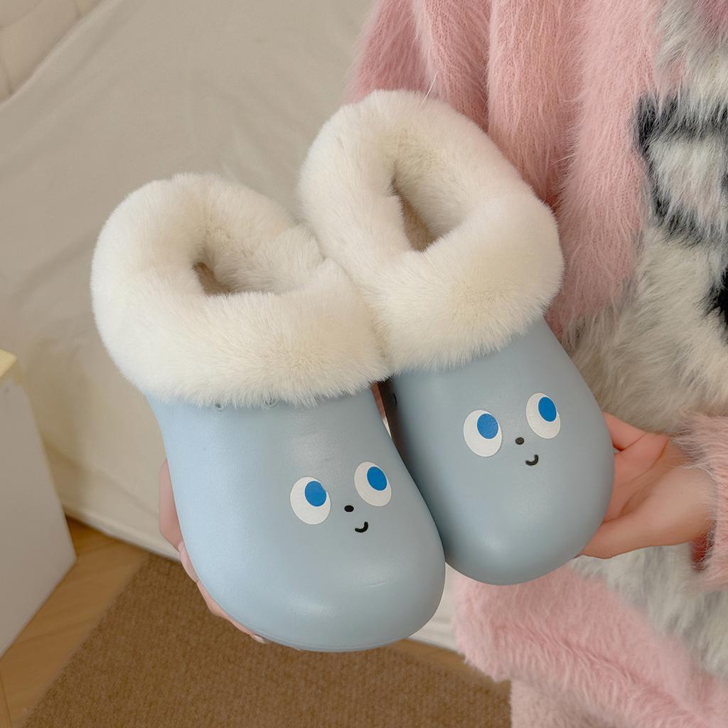 Cute little eyes EVA cotton slippers women's winter models fleece thickened lightweight and comfortable cotton slippers women's models