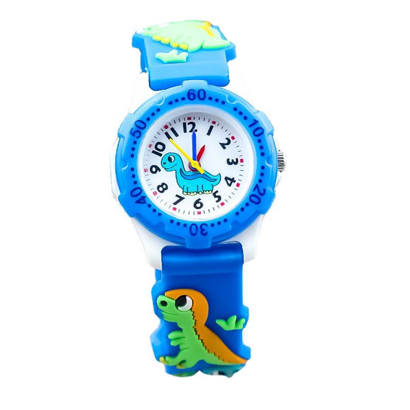 3D Cartoon Dinosaur Kids' Waterproof Quartz Watch - Boys & Girls Trendy Electronic Wristwatch