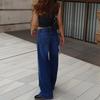 Women's Retro Low Waist Washed Straight Leg Jeans - Wide Leg Autumn Denim Pants