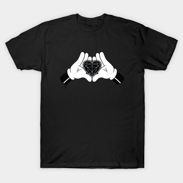 Unisex Fashion TShirt Diamond Heart Print TShirt Plus Size S-5XL T-Shirt 100%Cotton Tops O Neck Short Sleeve Tees XL чёрный