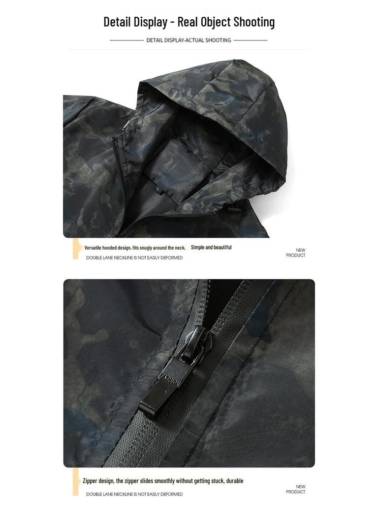 Herren Camouflage Kapuzen-Windbreaker im koreanischen Stil, Lockerer Schnitt, Große Größen, Frühjahrsmode.