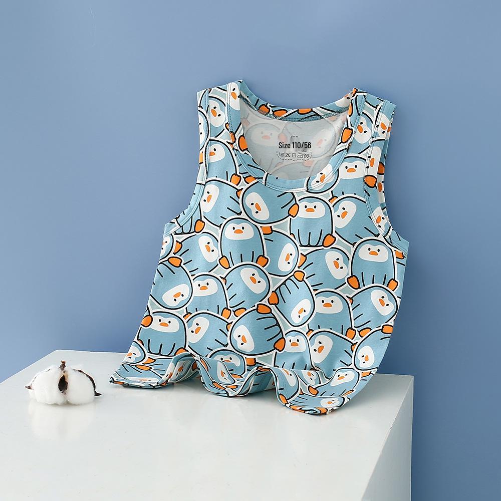 Summer Kids' Cotton Spaghetti Strap Vest - Colorful Base Layer for Boys and Girls