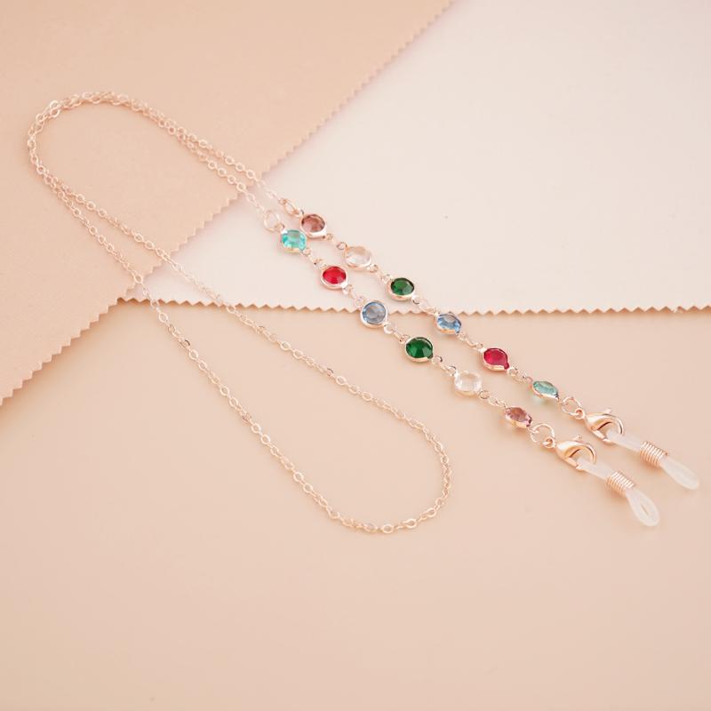 String Crystal Hanging Chain Metal Chain Colorful Rhinestone Sunglasses Chains Metal Glasses Chain Spectacle Cord Mask Chain