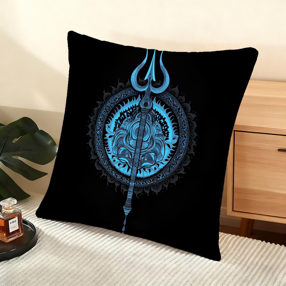 The Shiva Trident Cushion Cover Soft Short Plush Pillow Cover Smooth Cozy Texture Aesthetic Cushion Case Home Decor