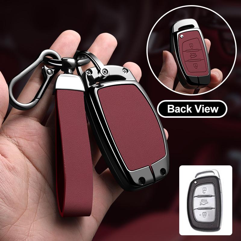 Zinc Alloy Leather For Hyundai Ix35 I40 I20 I10 Tucson Elantra Creta Sonata Ioniq Accent Creata Smart Remote Cover Car Key Case
