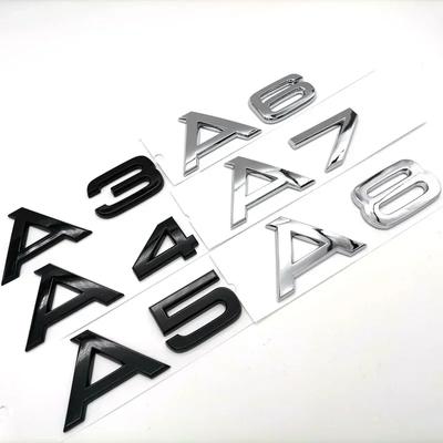 A1 A3 A4 A5 A6 A7 A8 Q2 Q3 Q5 Q7 Q8 TT Araç Aksesuarları İçin 3D ABS Krom Siyah Arka Bagaj Amblemi Rozet Sticker Çırtlar