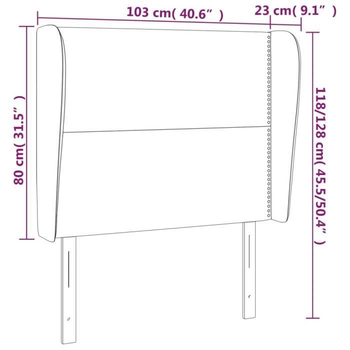 VidaXL Tête de lit avec oreilles Noir 103x23x118-128 cm Similicuir3117900
