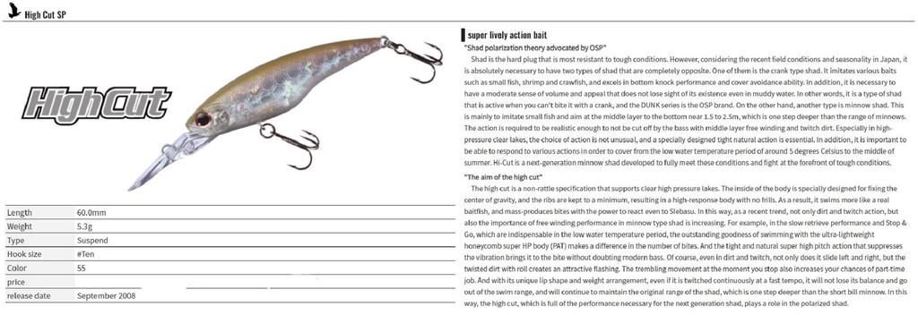 OSP High Cut Silent 60 mm 5.3 grams Suspend Lure HH-64 (4936)