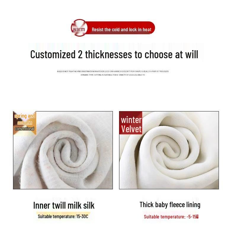 Petite Fleece-Lined Rainbow Sticky Rice High-Waist Casual Knit Pants 