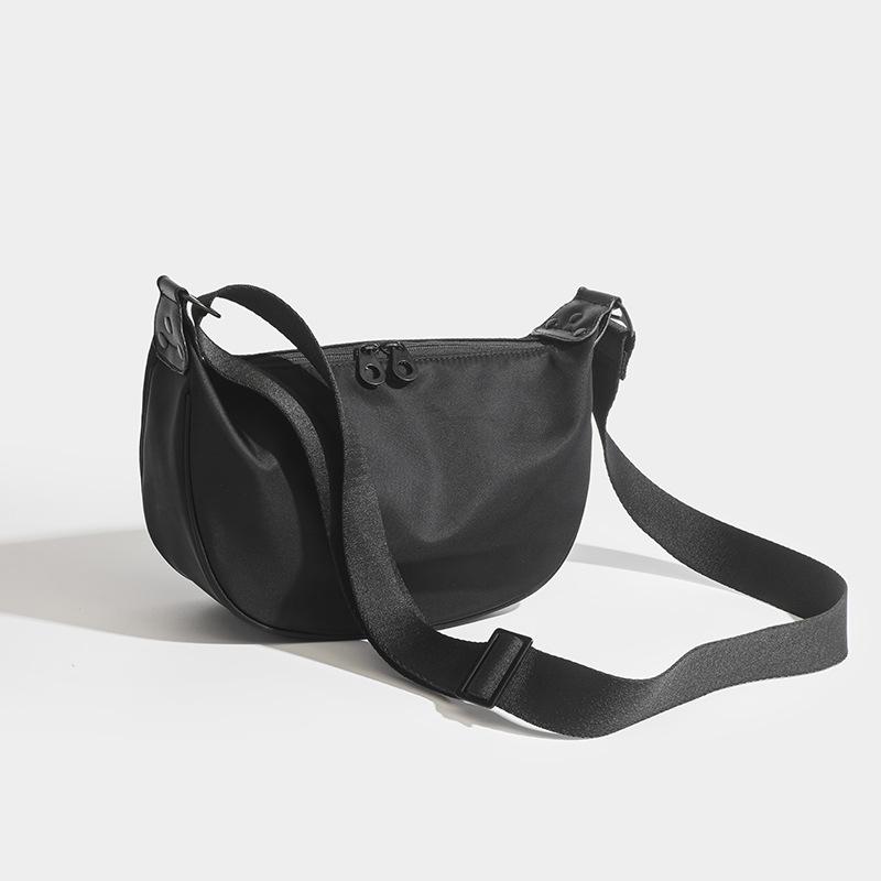Casual Trendy Crossbody Bag Simple Solid Color Large Capacity Wide Shoulder Strap Shoulder Bag Oxford Cloth Crescent Bag Women's Bag