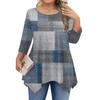 Womens Plus Size 3/4 Sleeve Shirts  Round Neck Tunic Tops Basic Loose Fit Tee Tops L-5XL