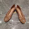 Mode Vintage Strass Vierkante Neus Lage Enkele Schoenen Dames Zomer 2025 Nieuw Niche Design Antislip Platte Ballerina's