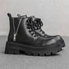 Fashion Mens Fashion Platform Boots Black Trendy Original Leather Shoes Stage Nightclub Dress Cowboy Chunky Boot Designer Ankle Botas