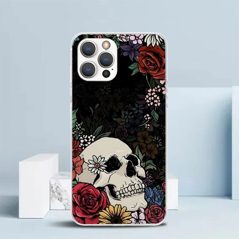 Human Skeleton Red Rose Phone Case For IPhone 16 17 Air 16E 15 14 Plus 13 Mini 12 11 Pro Max 7 8 + SE 2020 Soft TPU Back Cover 1