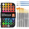 Shuttle Art Solid Watercolor Set with 13 for Adult Watercolor and Outdoor Portable Art Supplies Set for and A Great Paints, 48-Color Brushes, Palette,