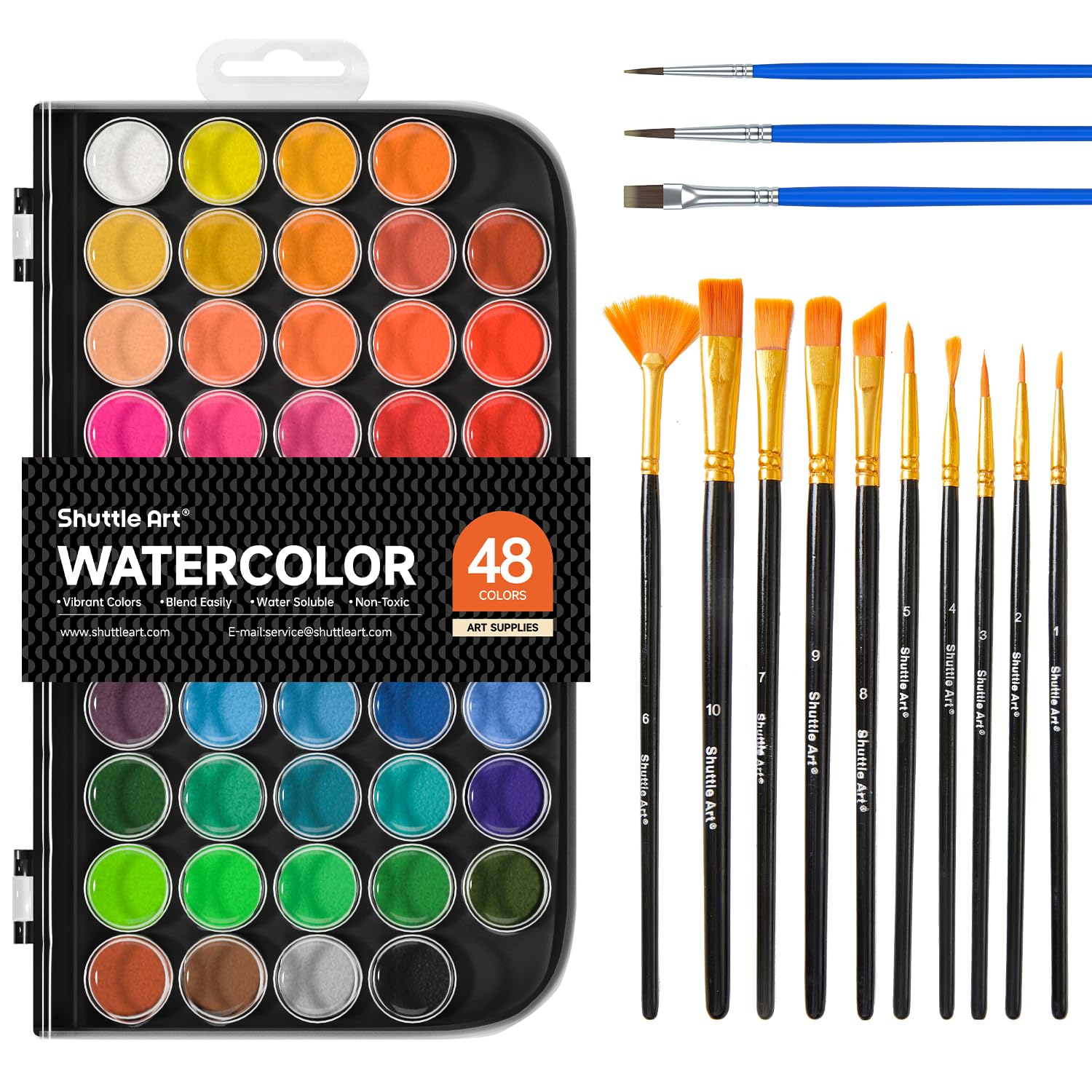 

Набор твердых акварельных красок Shuttle Art из 13 штук для взрослых, акварели и портативный набор художественных принадлежностей для улицы для и Отличные краски, 48-цветные кисти, палитра,