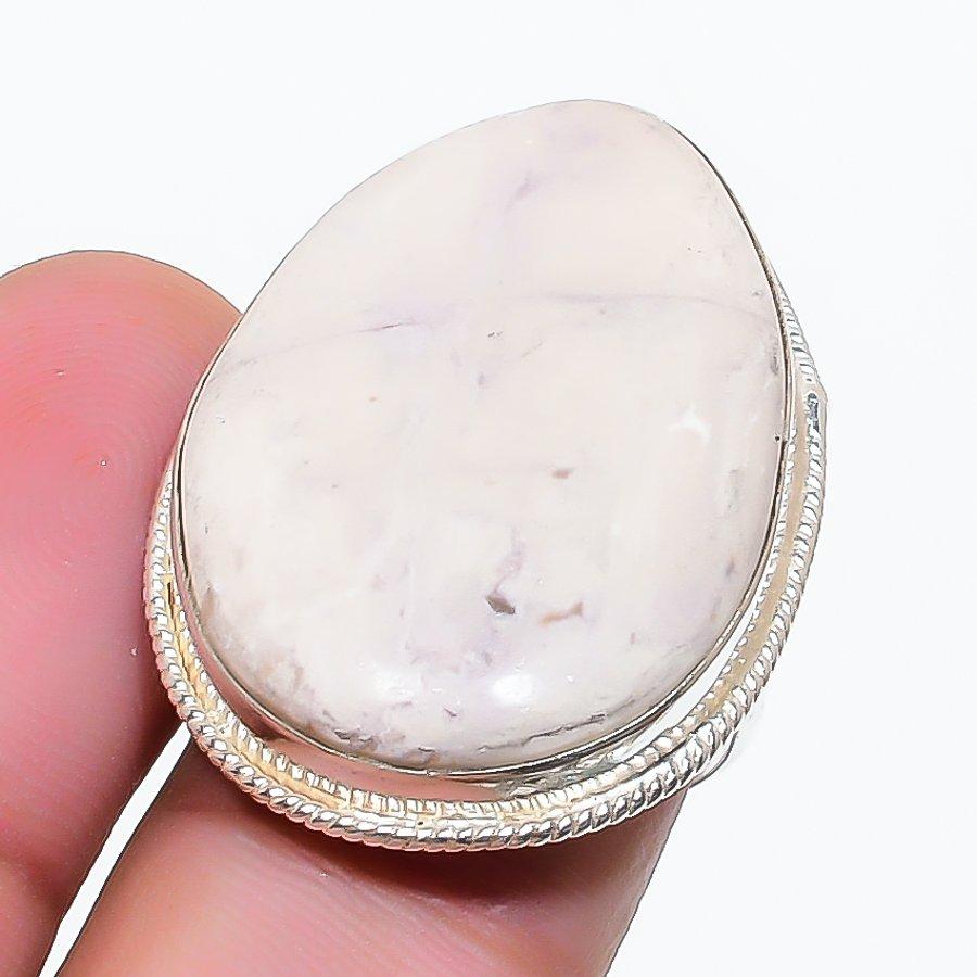 Natural Scolecite Gemstone 925 Sterling Silver Jewelry Ring Size Adjustable AR-17937