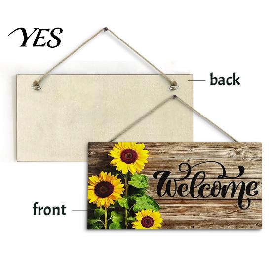 Front Door Sign Wooden Welcome Sign, Sunflowers Decor, Waterproof And Durable Hanging Bright Color Board for Home Indoor Outdoor Entrance Walls Garden