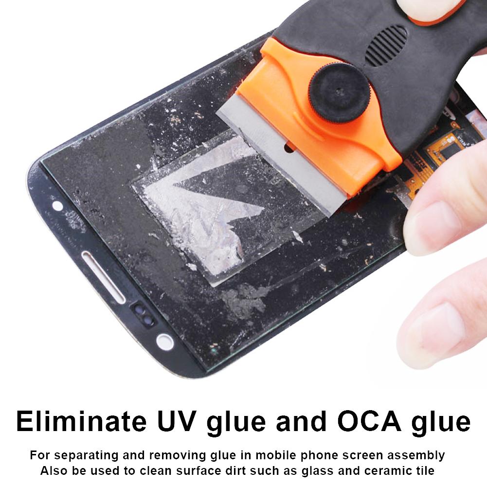 2Pcs UV Glue Remover Cleaning Scraper Knife Disassemble Kit with Plastic Blades for Mobile Phone
