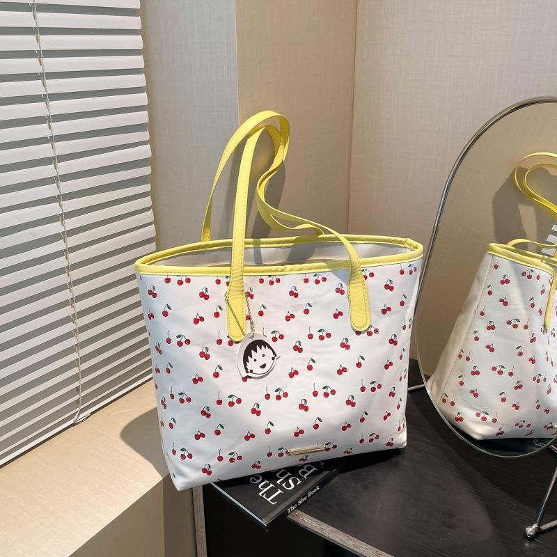 Summer New Girl Commuter Cherry Tote Bag Handbag Fashion Niche Print Texture Shoulder Bag Women