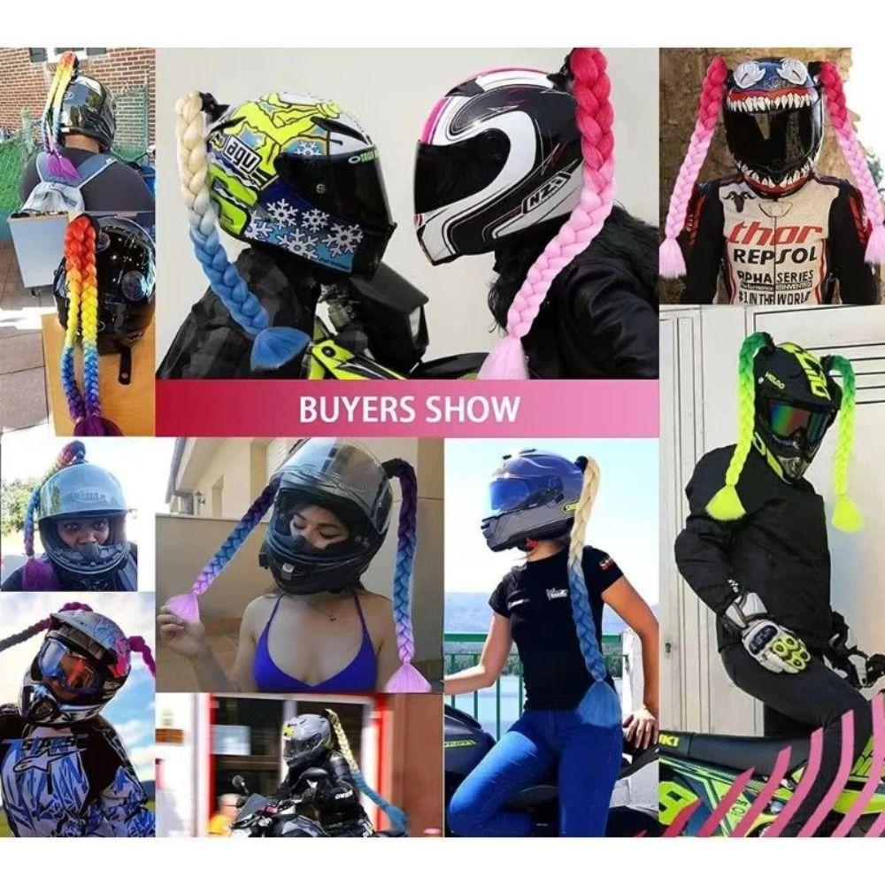 With Sucker Motorcycle Helmet Braids Colorul Twist Dual Pigtail  For Motorbike Helmets