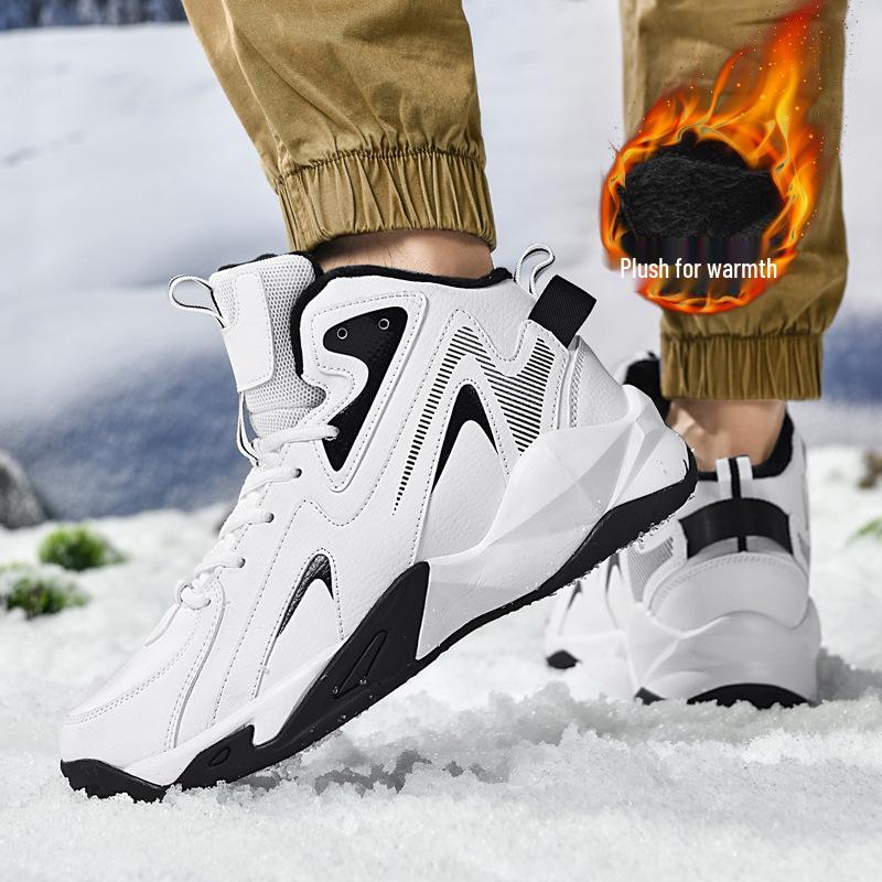 

Мужские кожаные кроссовки большого размера с флисовой подкладкой - Теплые, легкие, повседневные кроссовки 4847 45