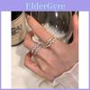 Bague ouverte élégante style vintage à double couche avec zircon et perle pour femme