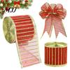 Christmas Ribbon for Tree Stripe Sequin Ribbon, Glitter Polyester Fabric Wide Craft Wrapping Holidays Decorative Ribbons Wreath Floral Arrangement
