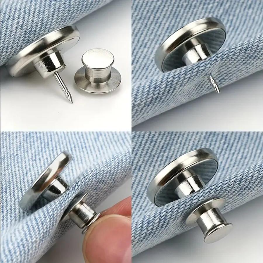 5 Pcs Snap Fastener Metal Buttons Jeans Waist Buttons Perfect Fit Adjust Self Free Nail Twist No Seam Sewing Buttons Wholesale