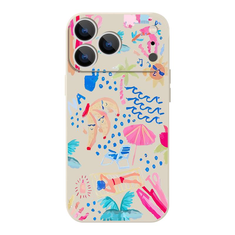 Cartoon Vacation Painting Case For iPhone 17 Pro Max Magnetic For Magsafe Silicone Cover For iPhone 16 Pro Max Funda iPhone 15 14 13 12 11 16E Air