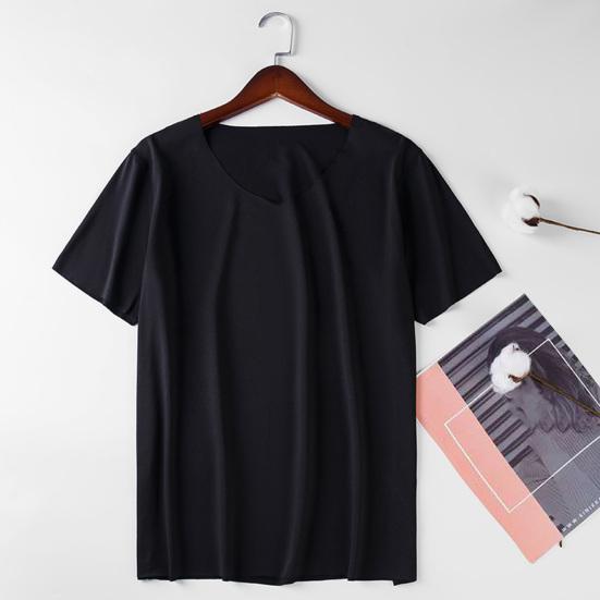 Men T-shirt Short Sleeves V Neck Slim M To 4XL Quick Dry Streetwear Solid Color Summer Casual Tee Shirt Top Sports Wear