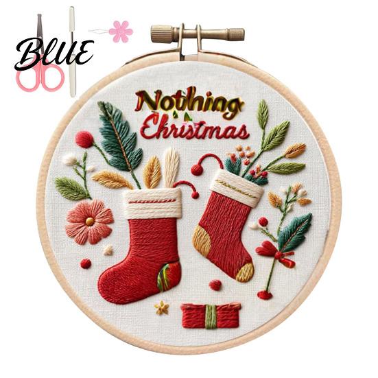 Handmade Christmas Embroidery Set with Santa Claus Landscape Starter Kit Winter Adult Craft Pattern Threads