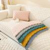 Solid Color Plaid Sofa Cushion Cover Living Room Sofa Cover Cloth Towel Simple Modern Winter Plush Thickening Non-Slip Warm
