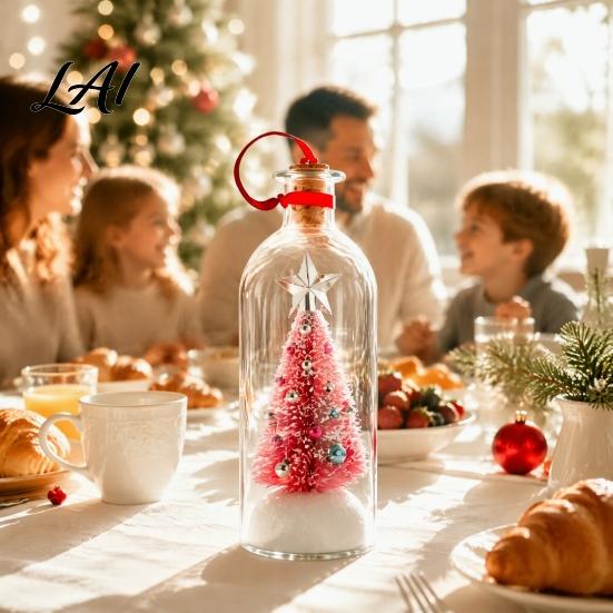 Glass Snow Decoration Recordable Christmas Message in A Bottle Voice Recording Holiday Keepsake with Exchange Gift Ideas Playback Cork Snowy