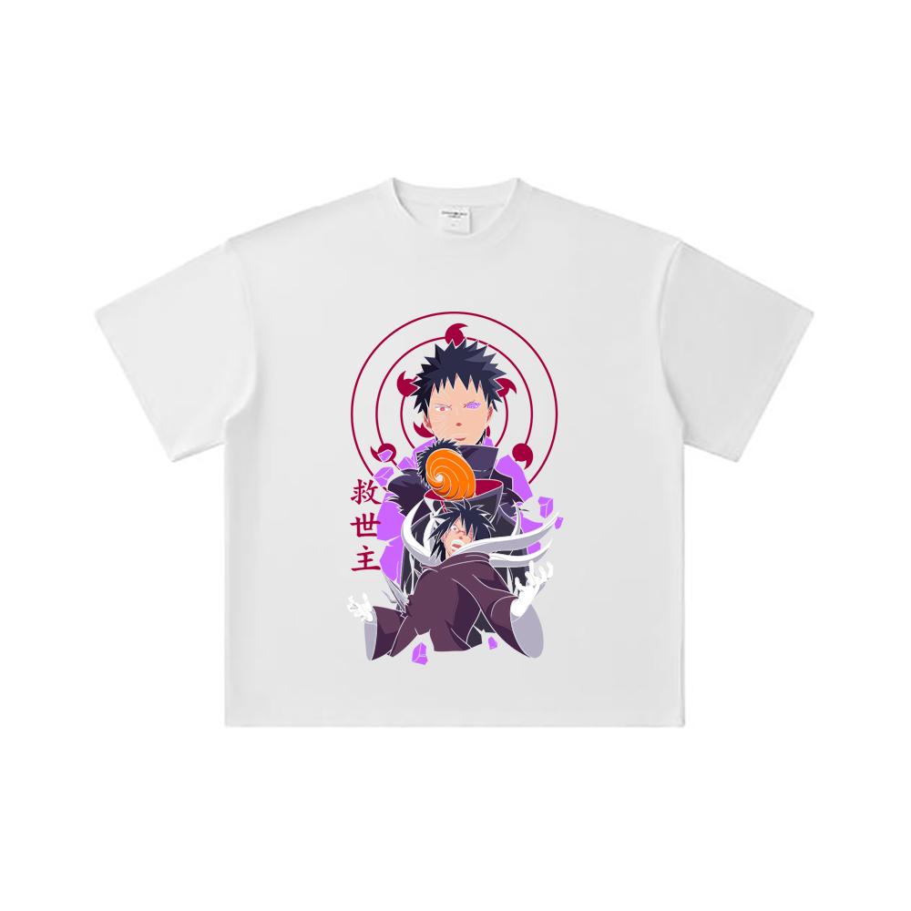 260 GSM Double Yarn 32 Count 100% Cotton Naruto V14 Obito Print Unisex Heavy Cotton T Shirt