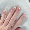 French Nude Pink Gradient Plated Short Round Manicure Nails - Versatile & Luxurious for Everyday Wear
